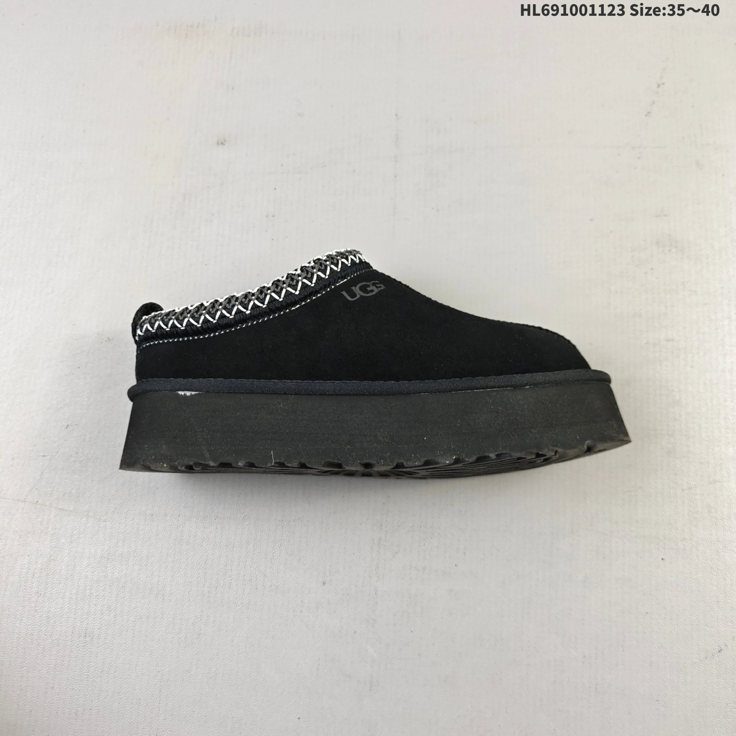 UGG Tasman Platform Black Suede Slipper