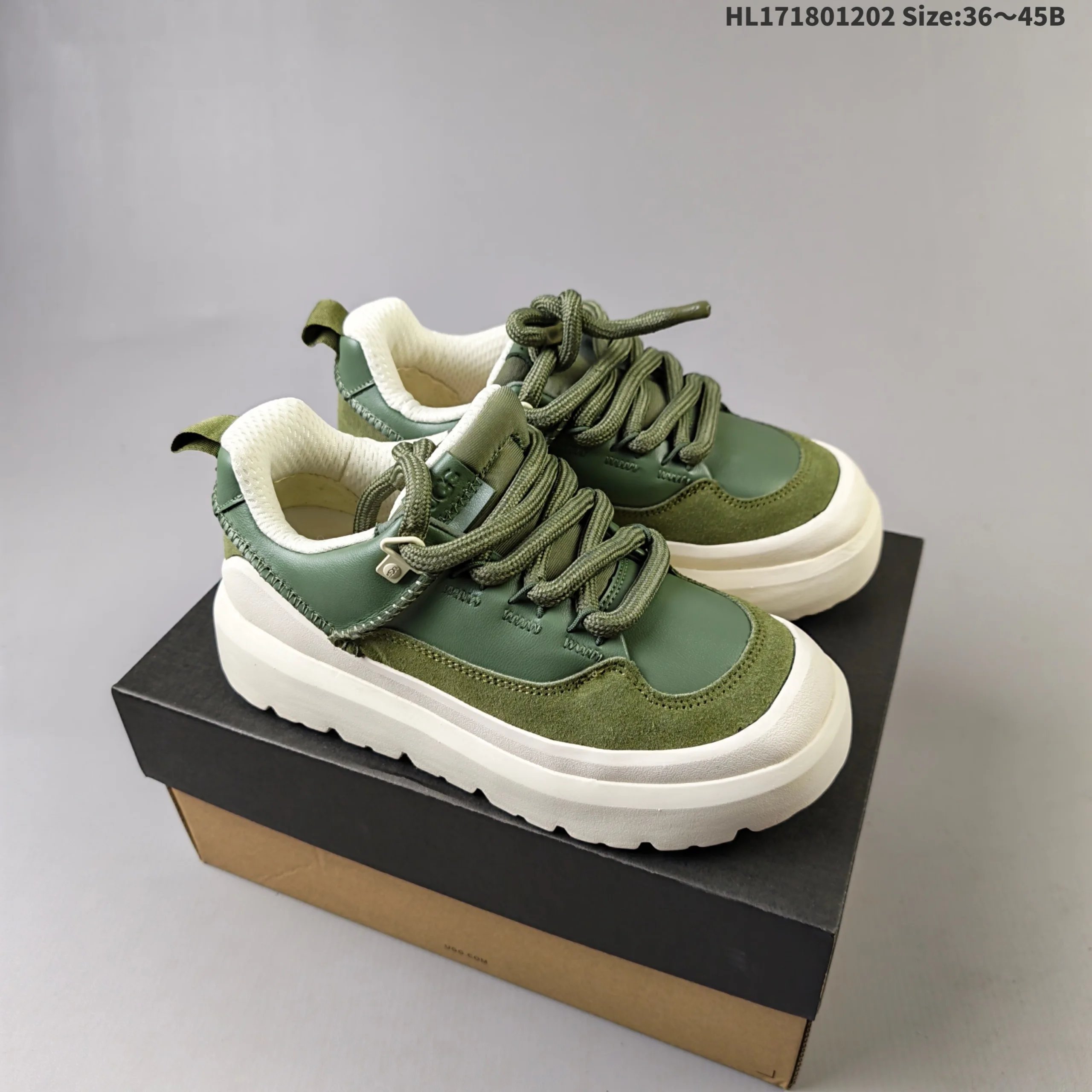 Design Chunky Platform Sneakers Olive Green White