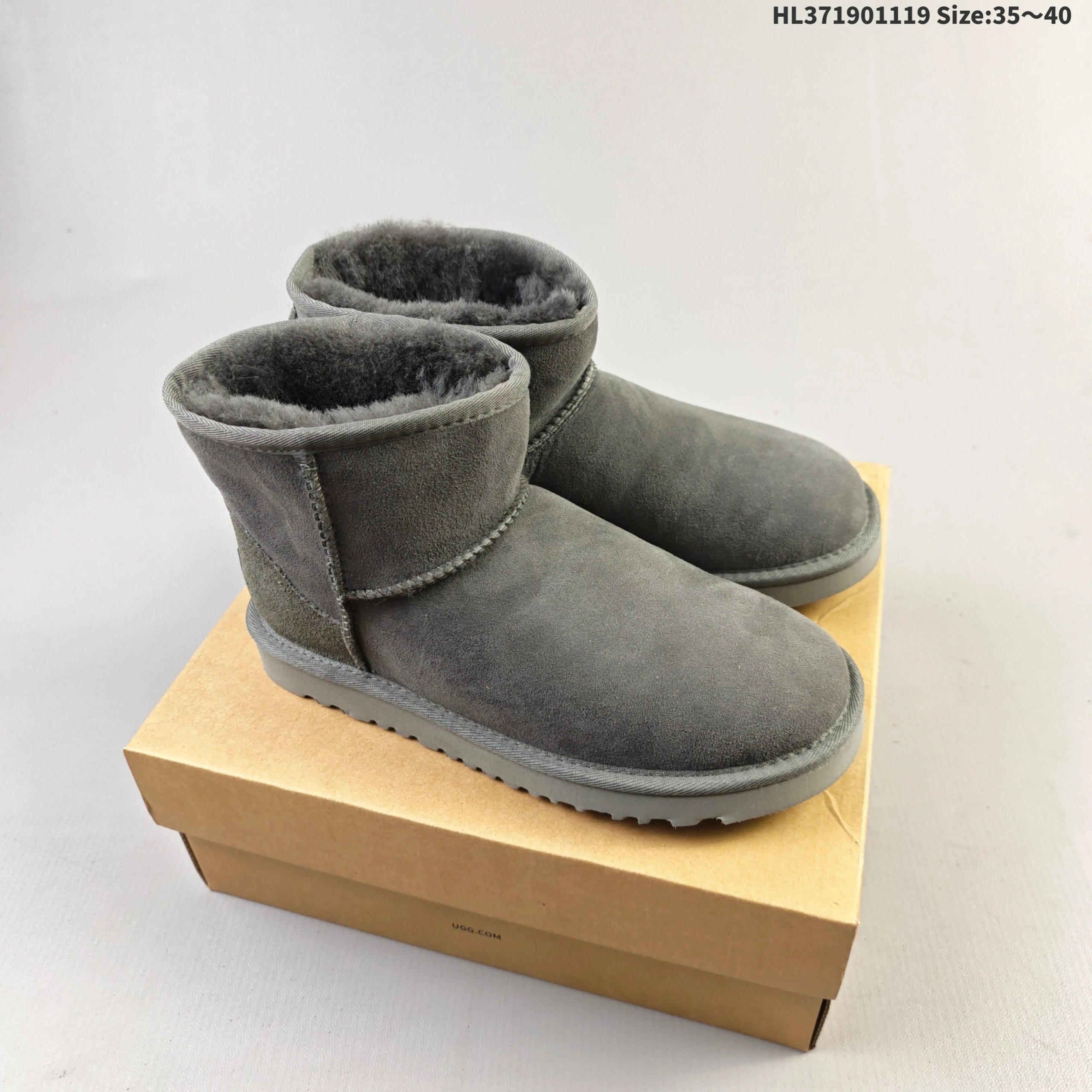UGG Classic Mini II Gray Suede Sheepskin Boots Snow Boots