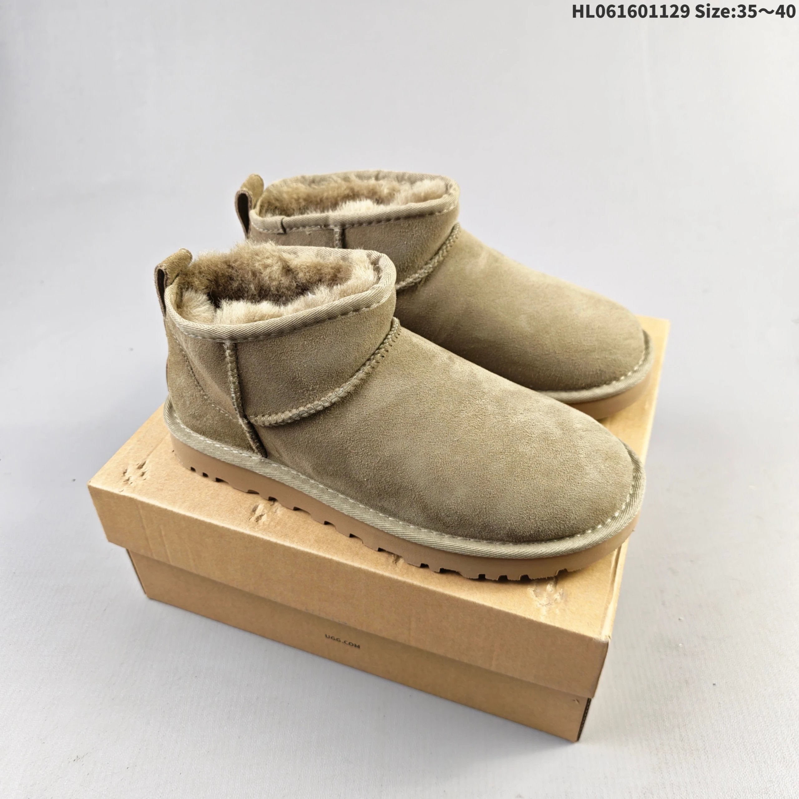 UGG Classic Mini II Beige Suede Sheepskin Boots Snow Boots