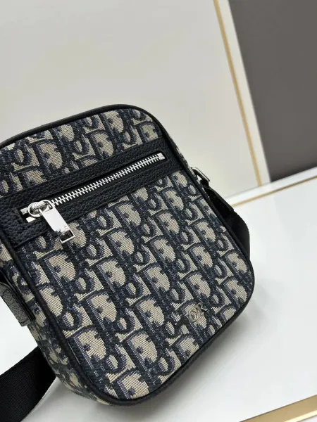 Dior Oblique Canvas Crossbody Bag Navy Beige - 1