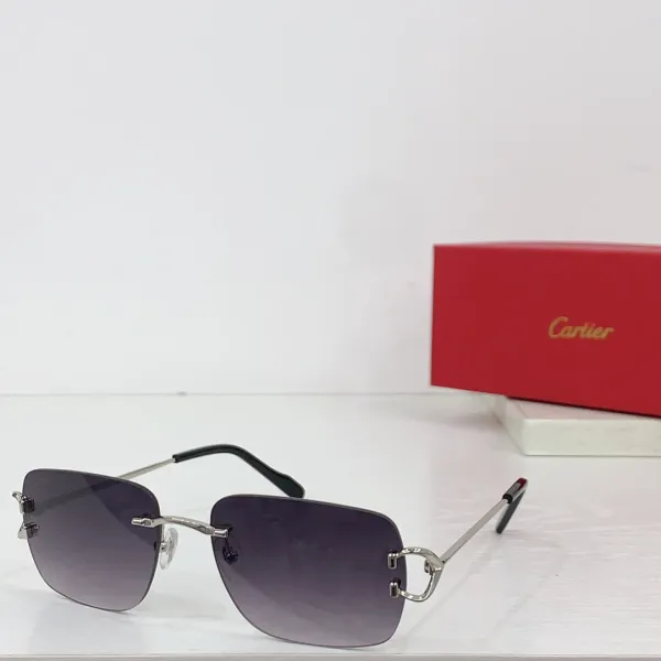 Cartier Santos de Cartier Sunglasses Gold Brown Gradient Rimless - 5