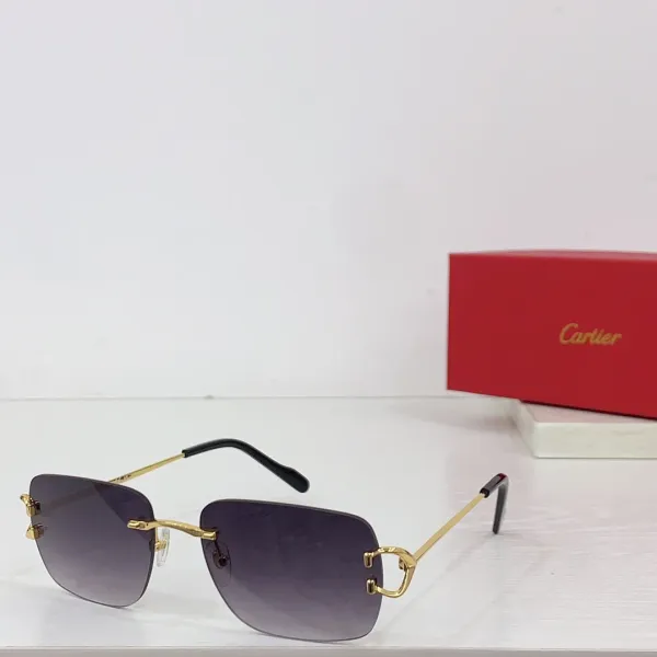Cartier Santos de Cartier Sunglasses Gold Brown Gradient Rimless - 4