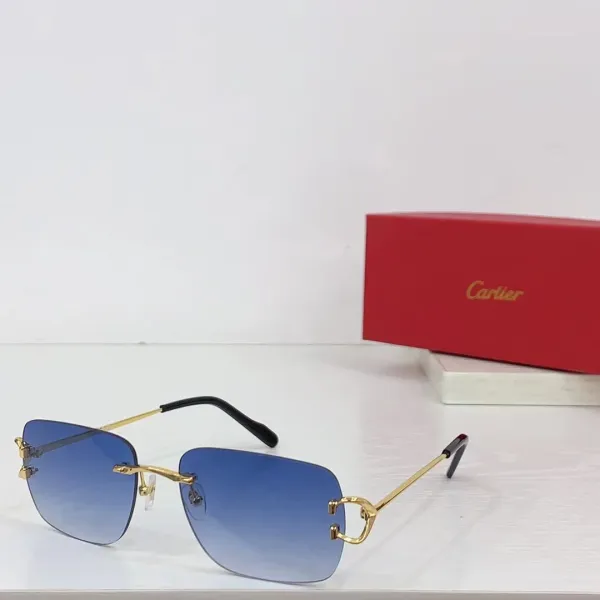 Cartier Santos de Cartier Sunglasses Gold Brown Gradient Rimless - 3