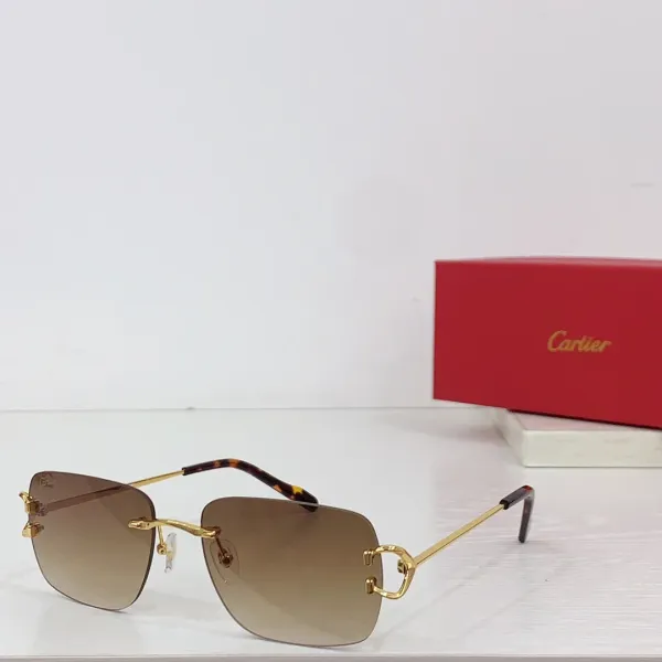 Cartier Santos de Cartier Sunglasses Gold Brown Gradient Rimless - 1