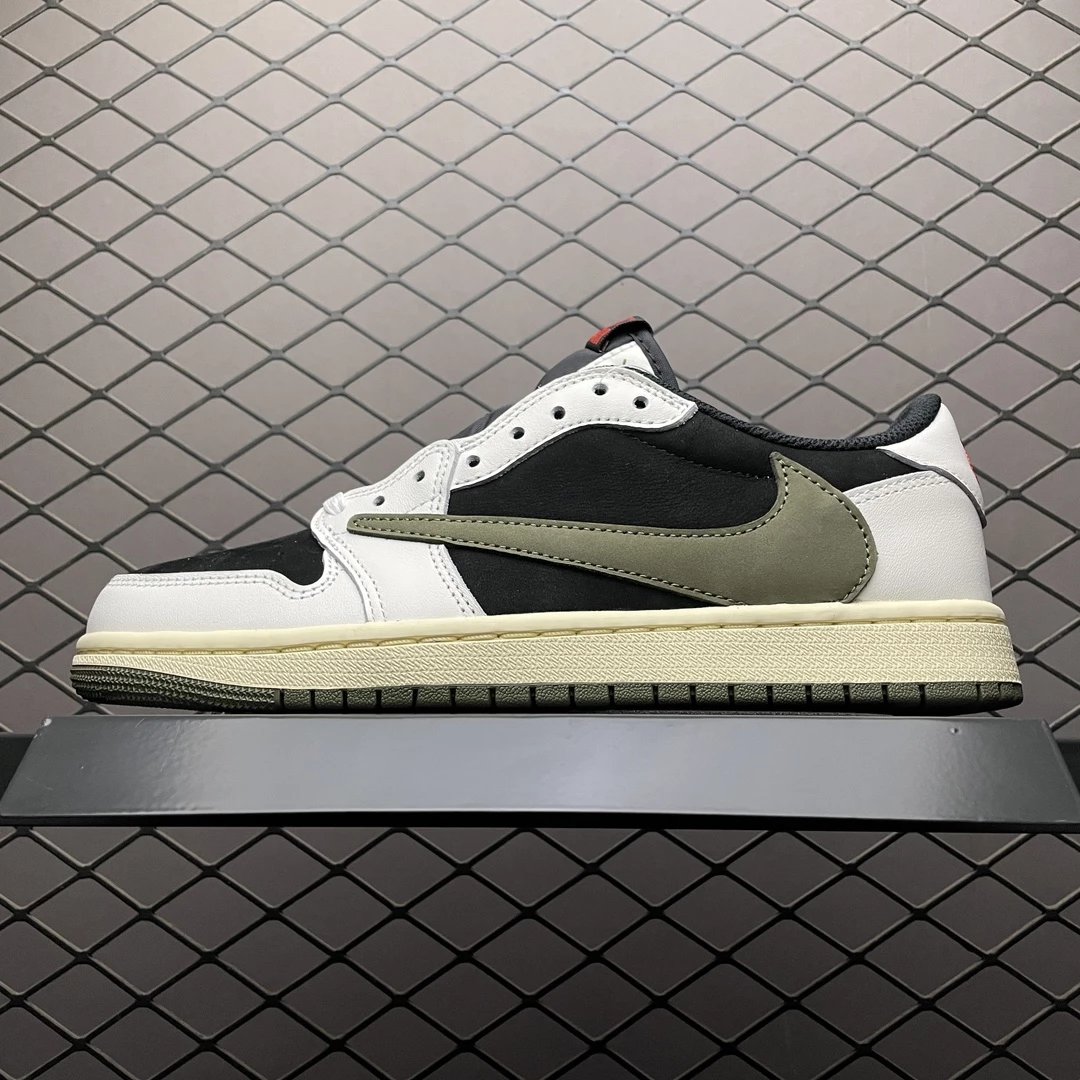 AJ1 white green inverted hook low top