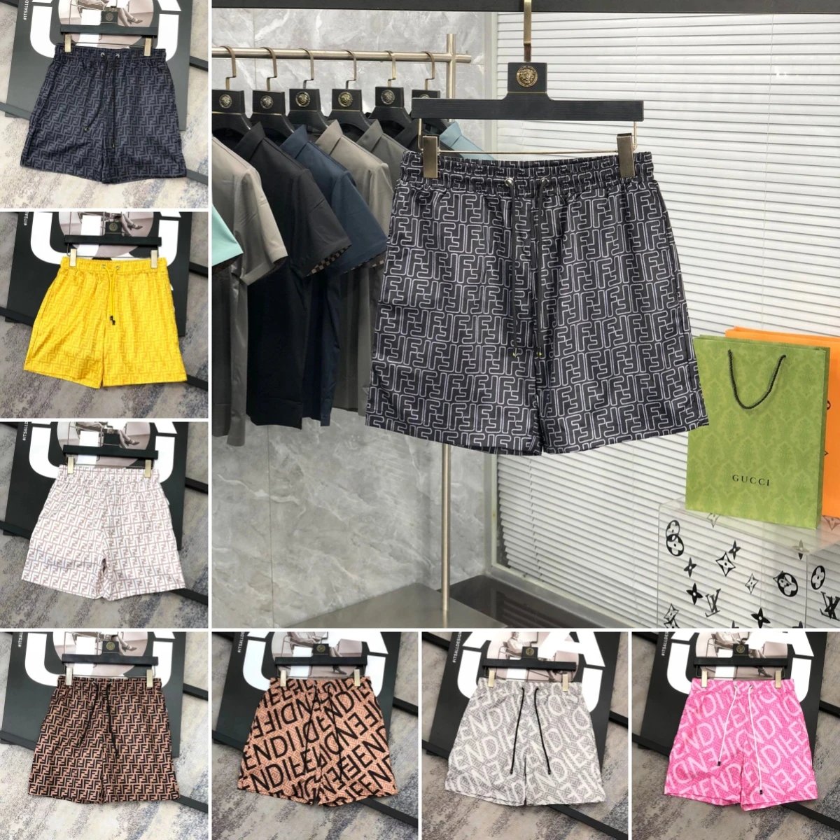 Fendi Black Logo Pattern Shorts