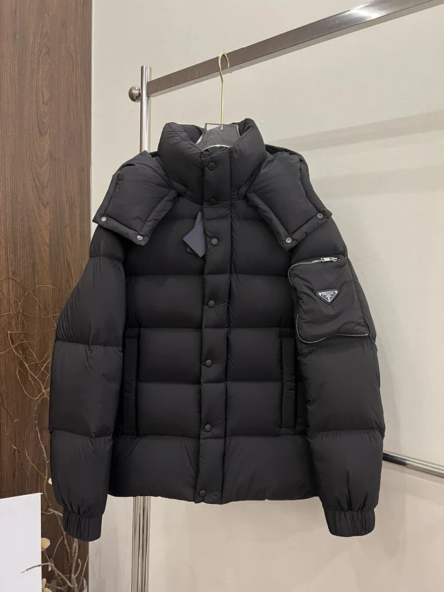 Prada Down Jackets Hooded Puffer Jacket with Sleeve Zip Pocket product detail image 1