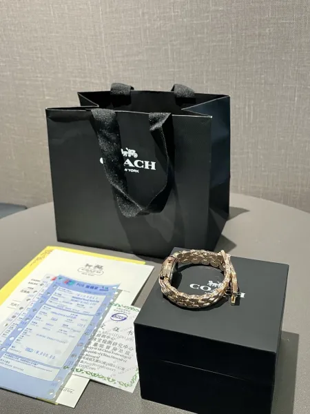 Coach Madison Oval Rose Gold-Tone Watch with Black Dial and Chain Bracelet Watches - 19