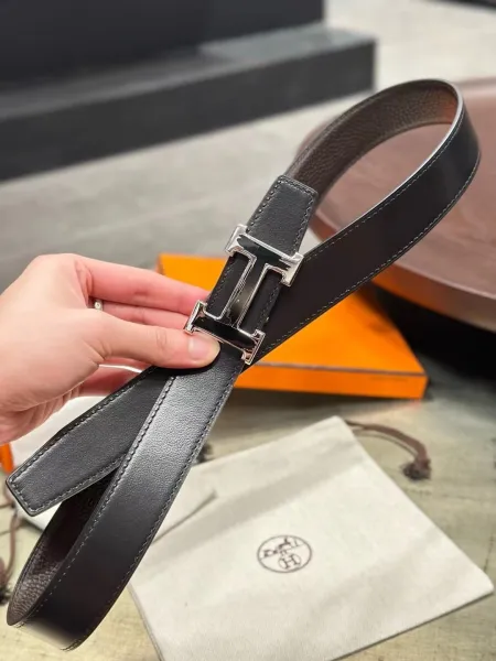 Hermès Constance Belt Black Leather with Palladium Hardware - 1