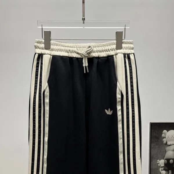 Adidas Originals Track Pants Beige with Black Triple Stripes Sweatpants - 9