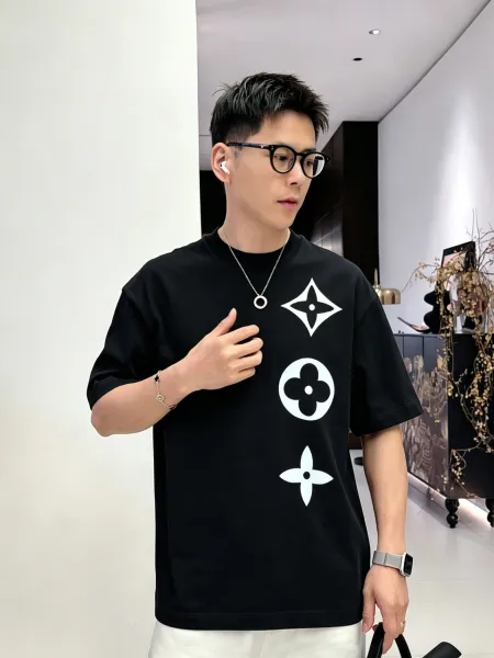 Design Abstract Cloud Embroidered Black T-Shirt - 20