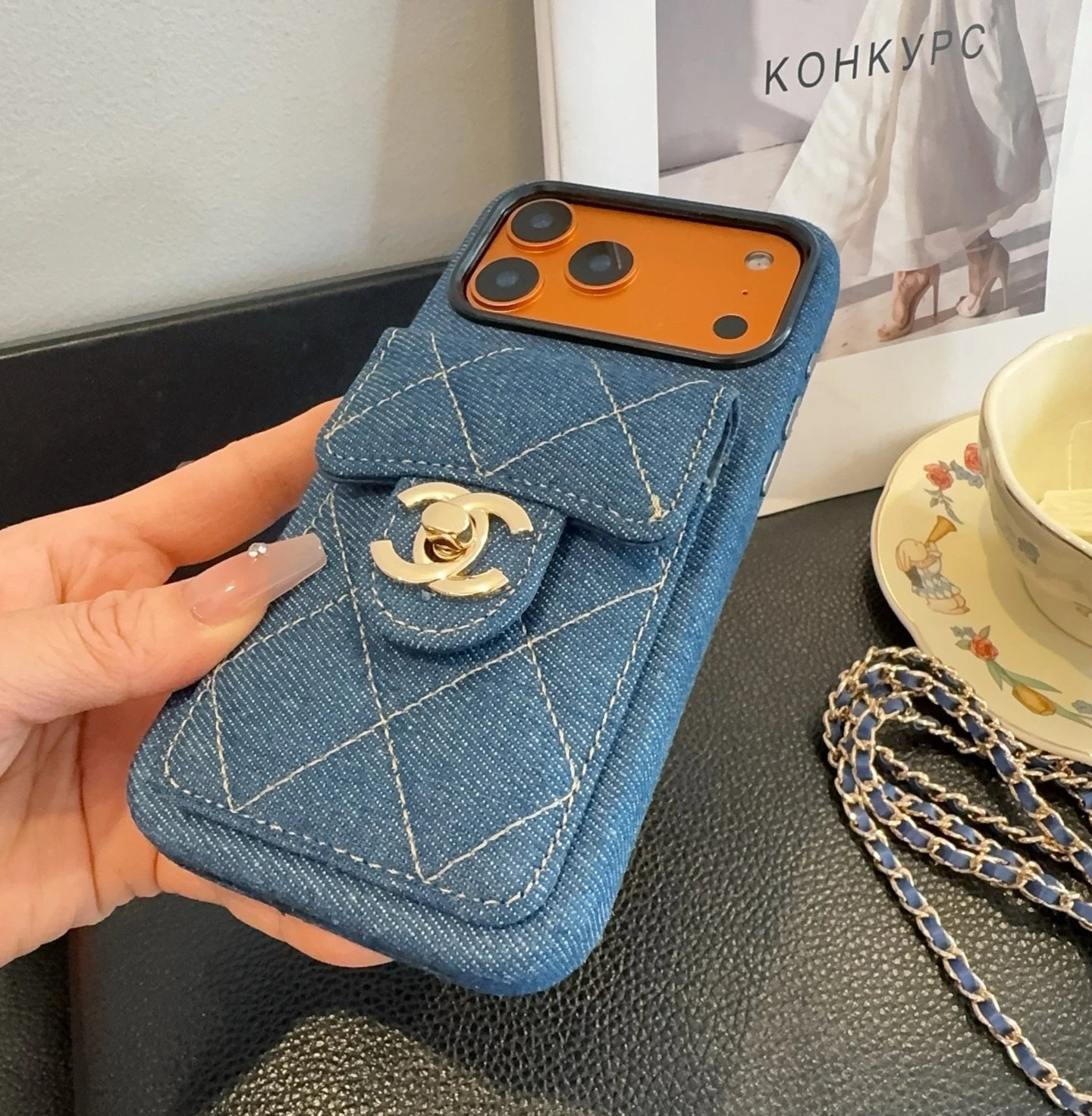Prada Saffiano Leather Phone Case with Card Holder and Mini Crossbody Strap in Red Phone Accessories - 25
