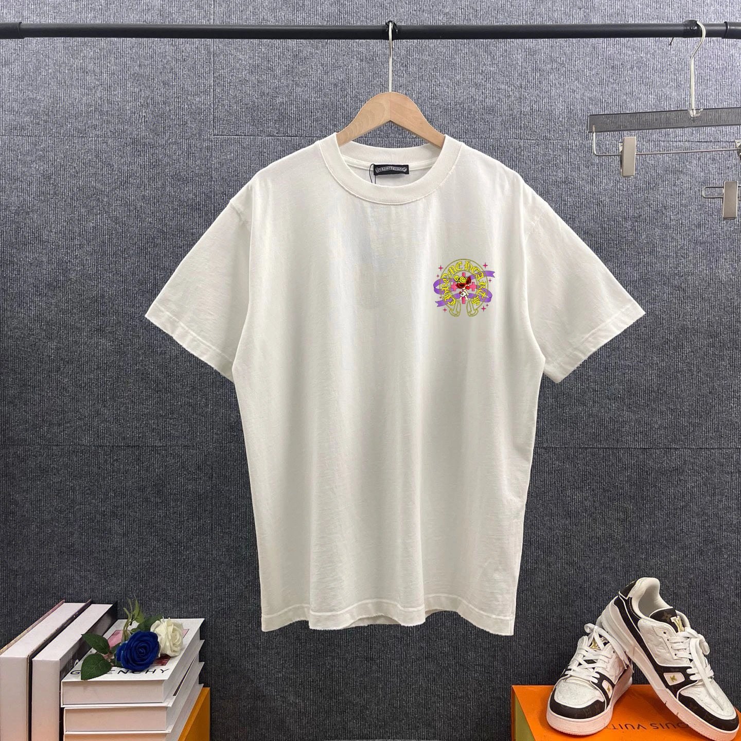 CRO* Heart 2026 Spring/Summer New Arrivals Heavy Distressed Washed Vintage Embroidered & Heat Transfer Print Custom Pure Cotton Short-Sleeve T-Shirt Unisex