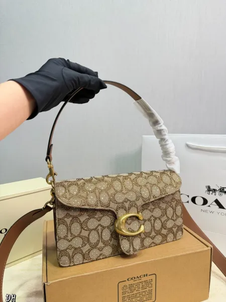 Coach Tabby Shoulder Bag Light Blue Embellished Signature Jacquard - 5