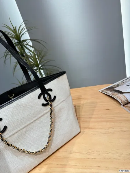 Chanel Raffia Tote Bag Pink Beige Handbag - 24