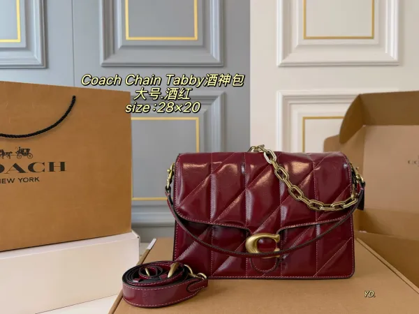 Coach Chain Tabby Quilted Black and Silver Crossbody Bag - 6