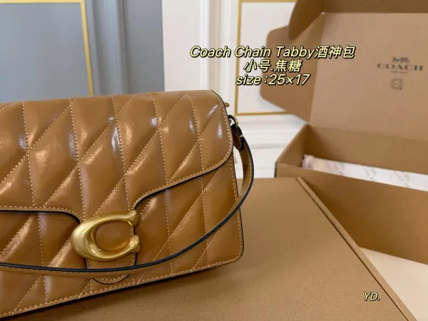 Coach Chain Tabby Quilted Black and Silver Crossbody Bag - 22