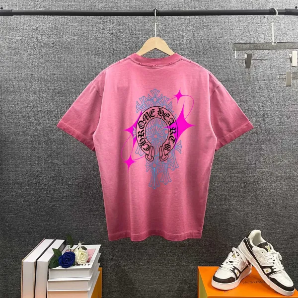 Chrome Hearts Cross Swirl Print Pink T-Shirt - 33