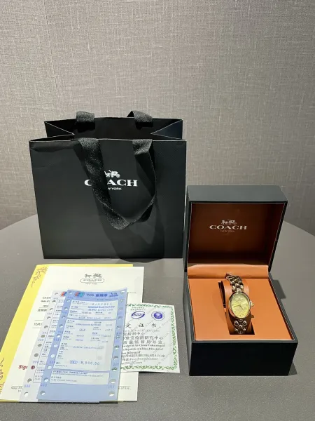 Coach Madison Oval Rose Gold-Tone Watch with Black Dial and Chain Bracelet Watches - 20