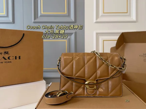 Coach Chain Tabby Quilted Black and Silver Crossbody Bag - 7