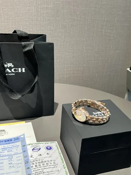 Coach Madison Oval Rose Gold-Tone Watch with Black Dial and Chain Bracelet Watches - 15