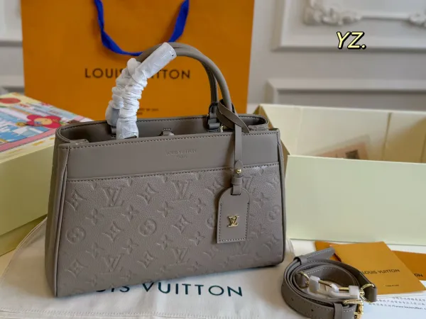 Louis Vuitton Graceful MM Gray Monogram Empreinte Leather Handbag - 1