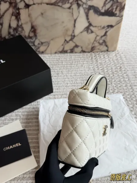 Chanel Mini Vanity Bag White Quilted Leather Handbag - 4