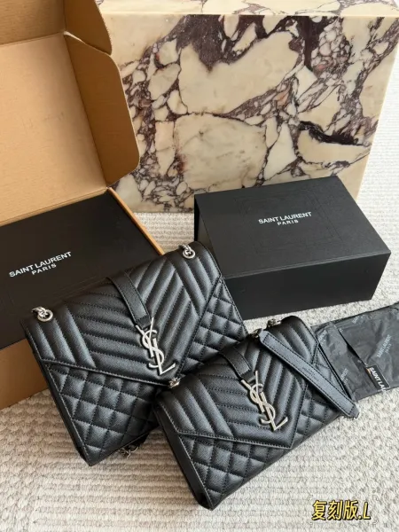 Saint Laurent Loulou Quilted Black Leather Chain Crossbody Bag - 1
