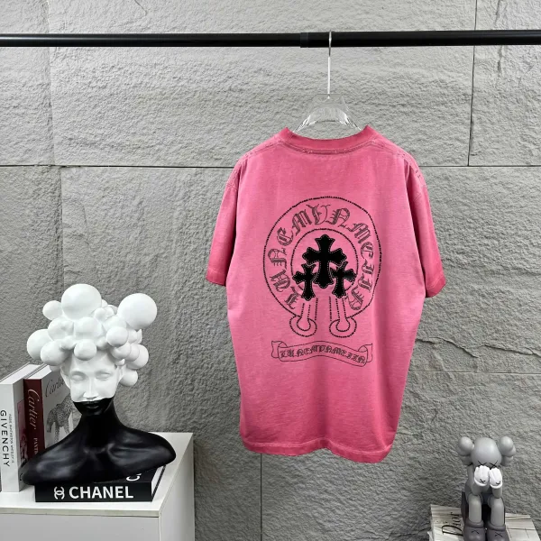 Chrome Hearts Cross Swirl Print Pink T-Shirt - 70