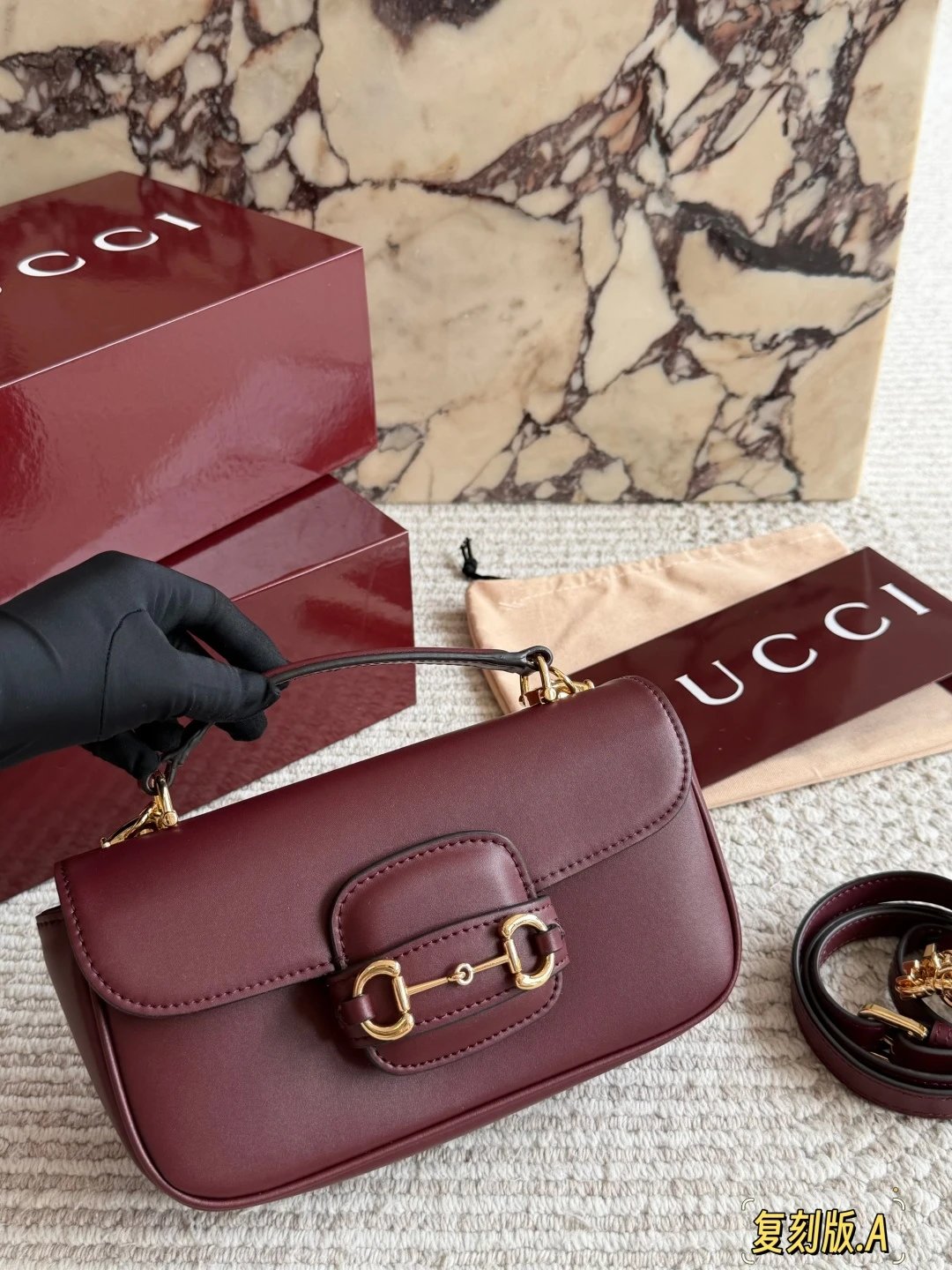 Gucci Horsebit 1955 Mini Bag Burgundy Leather Handbag - 54