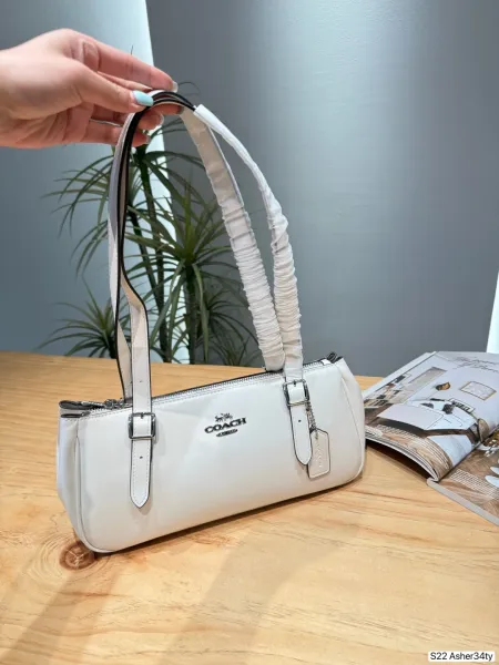 Coach Mini Ruched Handle Shoulder Bag White Handbag - 1