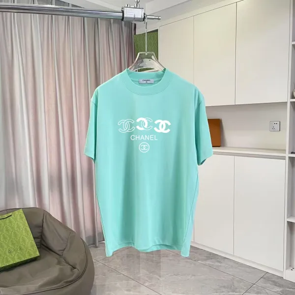 Chanel Logo Print Mint Green T-Shirt - 1
