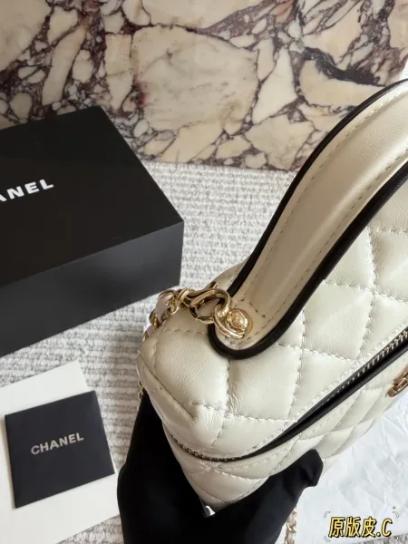 Chanel Mini Vanity Bag White Quilted Leather Handbag - 9