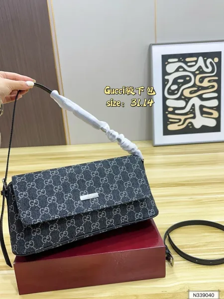 Gucci GG Marmont Mini Shoulder Bag Dark Gray Monogram Canvas - 11