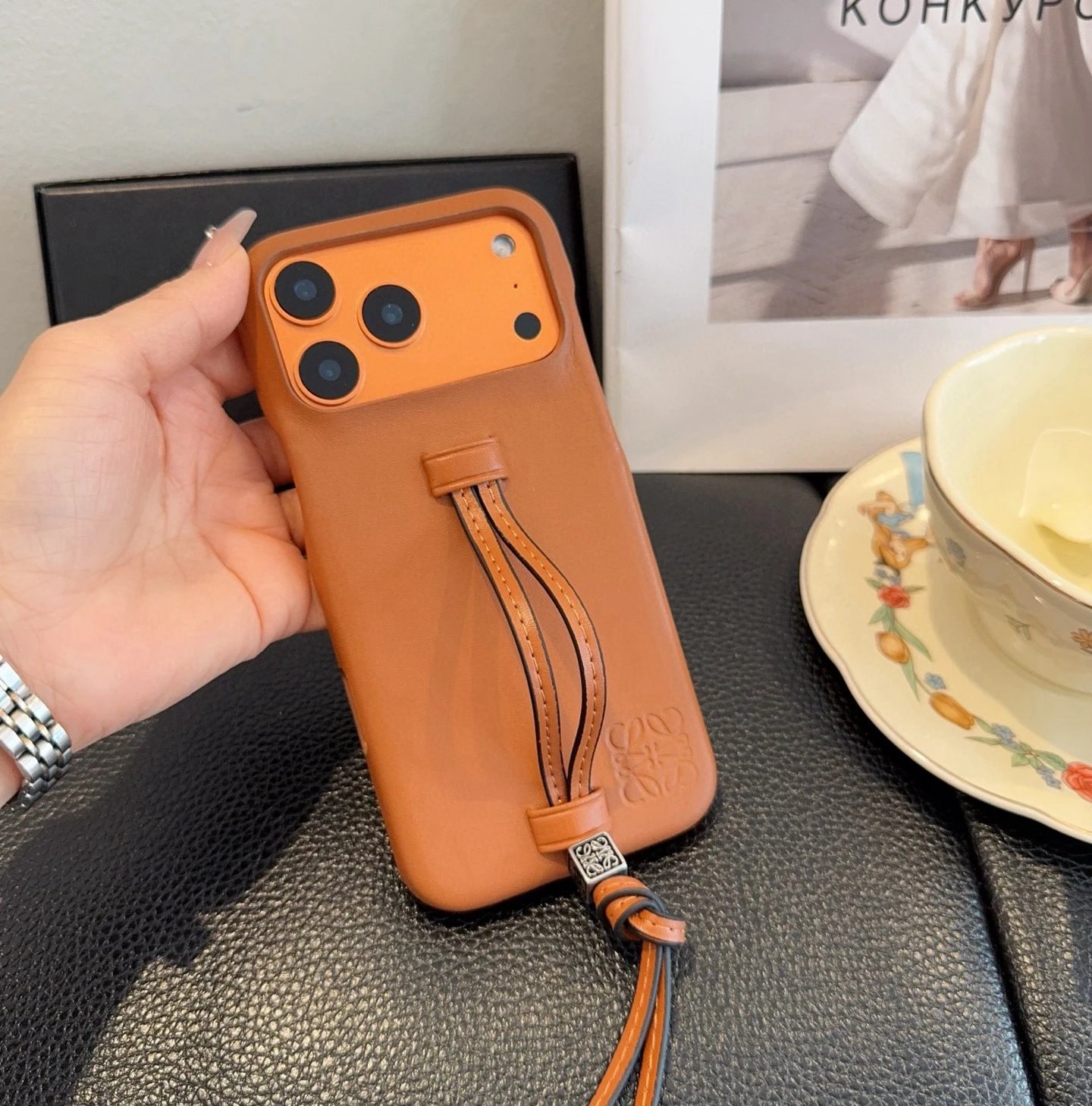 Prada Saffiano Leather Phone Case with Card Holder and Mini Crossbody Strap in Red Phone Accessories - 61