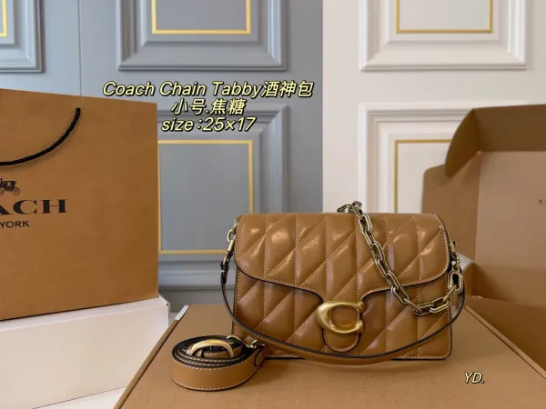 Coach Chain Tabby Quilted Black and Silver Crossbody Bag - 19