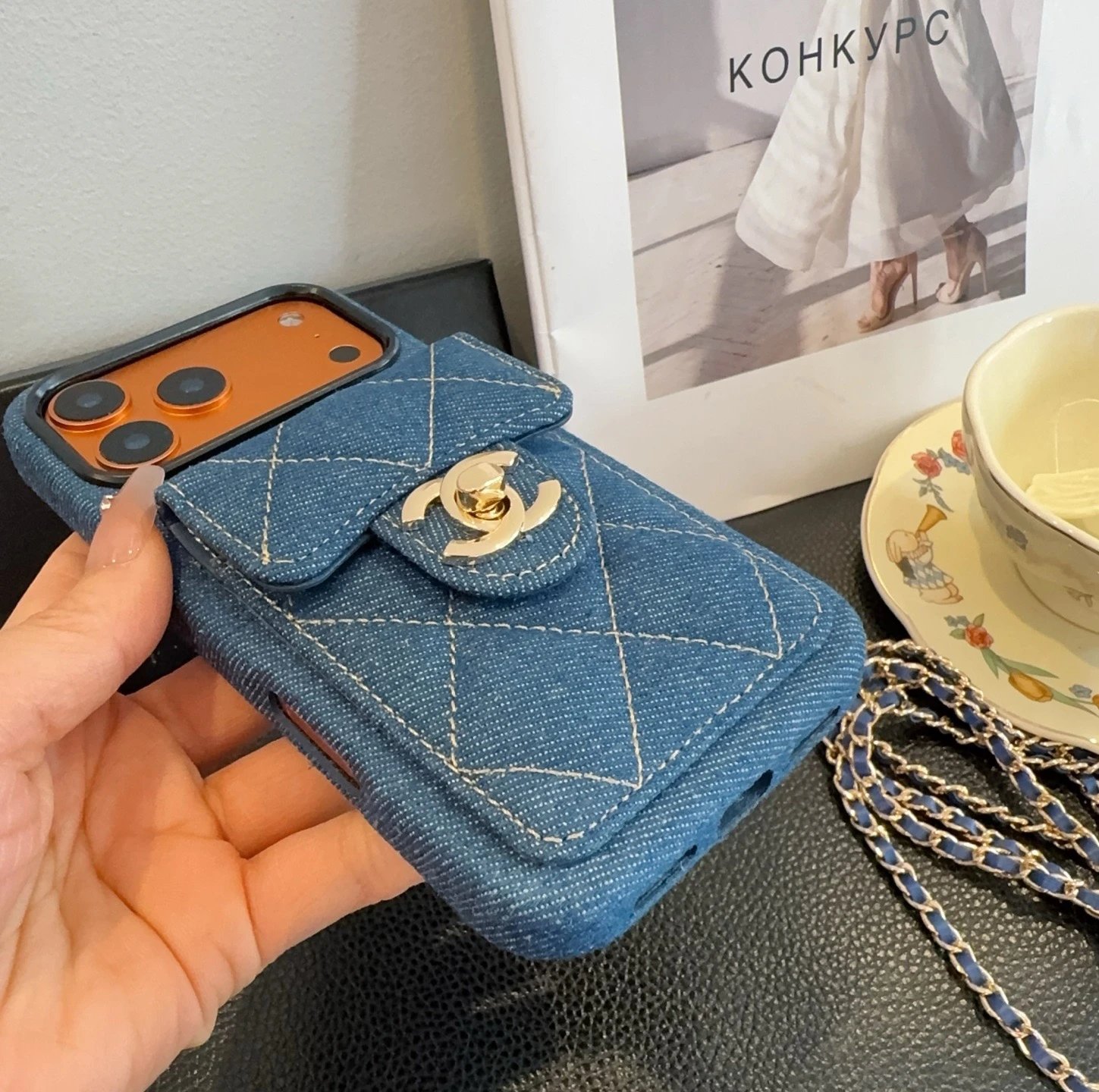 Prada Saffiano Leather Phone Case with Card Holder and Mini Crossbody Strap in Red Phone Accessories - 27