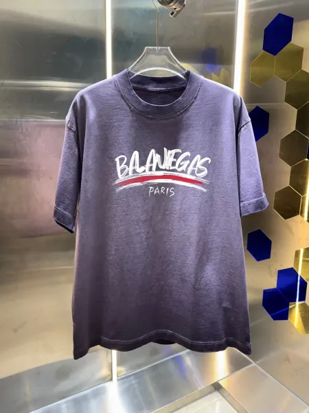Balenciaga Balaniegas Paris Purple Oversized T-Shirt - 1