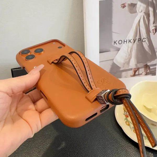 Prada Saffiano Leather Phone Case with Card Holder and Mini Crossbody Strap in Red Phone Accessories - 63