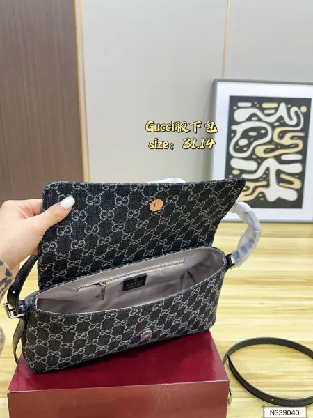 Gucci GG Marmont Mini Shoulder Bag Dark Gray Monogram Canvas - 15