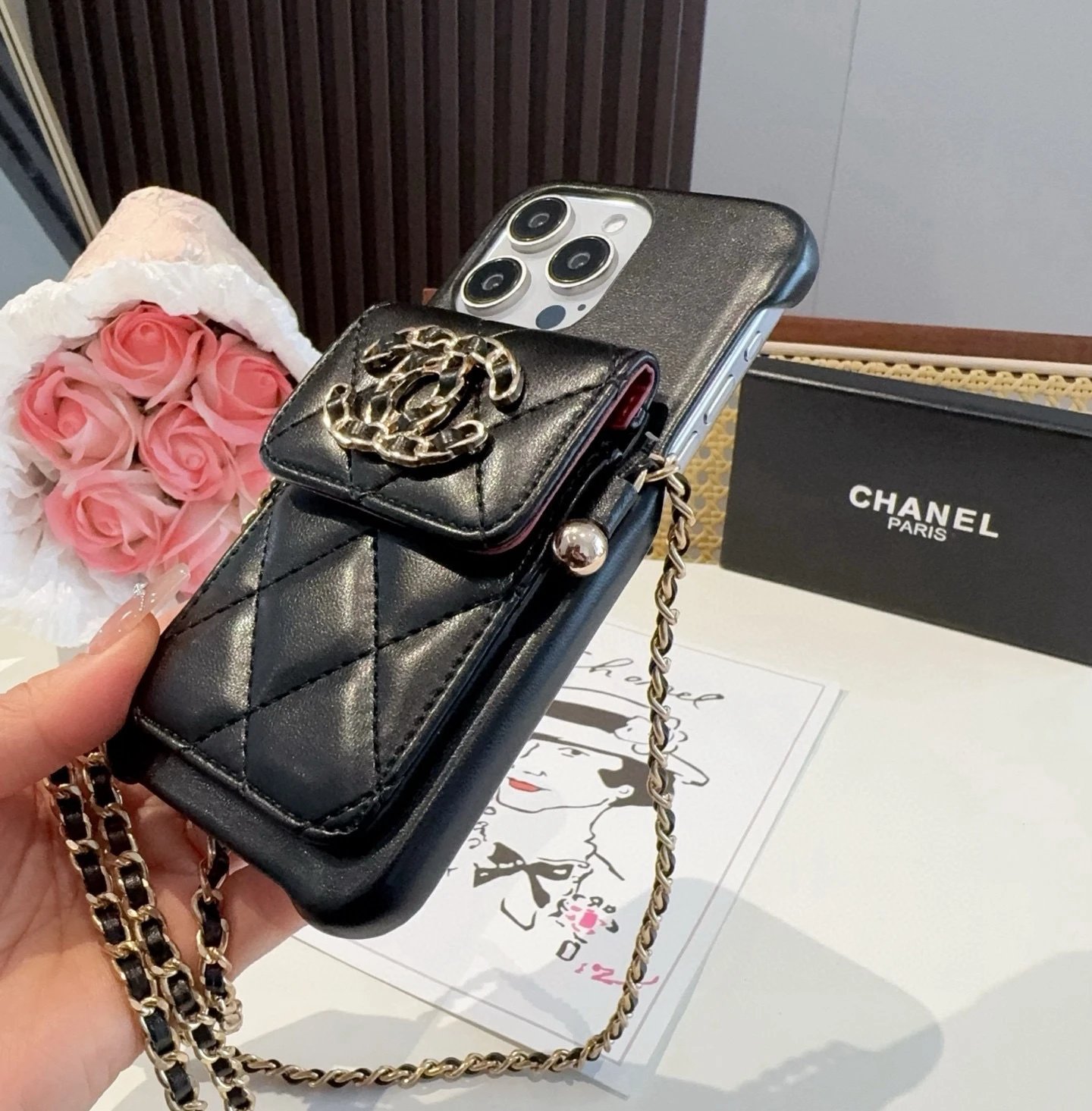 Prada Saffiano Leather Phone Case with Card Holder and Mini Crossbody Strap in Red Phone Accessories - 80