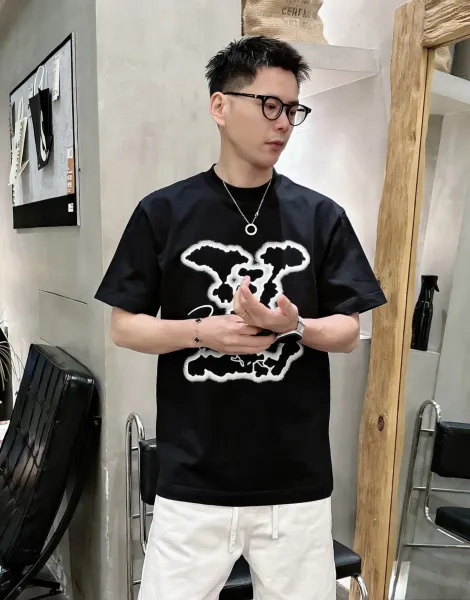 Design Abstract Cloud Embroidered Black T-Shirt - 16