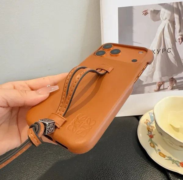 Prada Saffiano Leather Phone Case with Card Holder and Mini Crossbody Strap in Red Phone Accessories - 62
