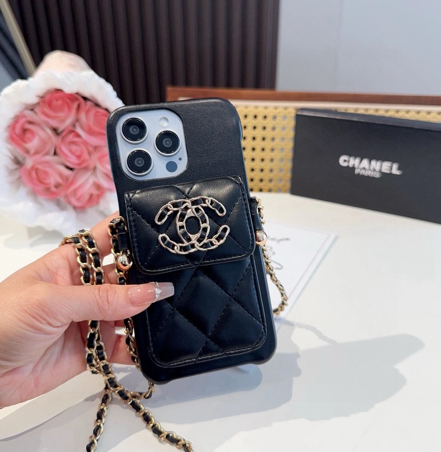 Prada Saffiano Leather Phone Case with Card Holder and Mini Crossbody Strap in Red Phone Accessories - 82