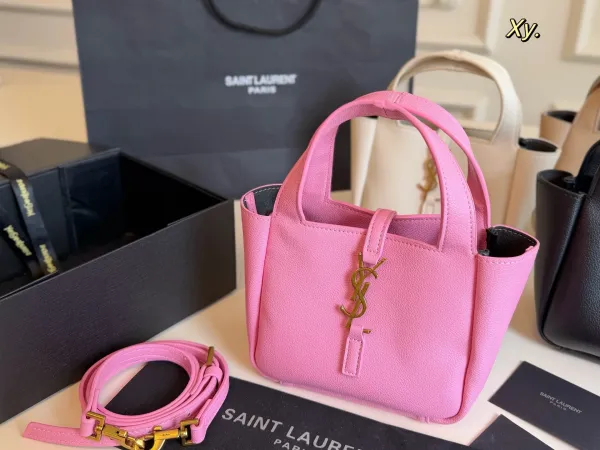 Saint Laurent Mini Le 5 À 7 Pink Leather Tote Bag Handbags - 1