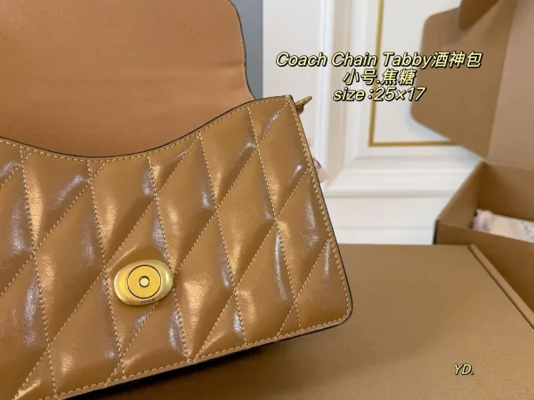 Coach Chain Tabby Quilted Black and Silver Crossbody Bag - 26