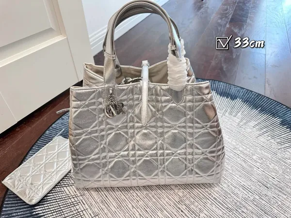 Dior Lady Dior Metallic Gold Quilted Handbags Set - 16