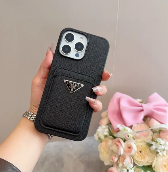 Prada Saffiano Cardholder Phone Case Black - 34