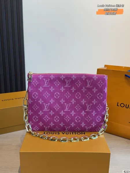 Louis Vuitton Chain Bag Purple Monogram Canvas Clutch Clutches - 1